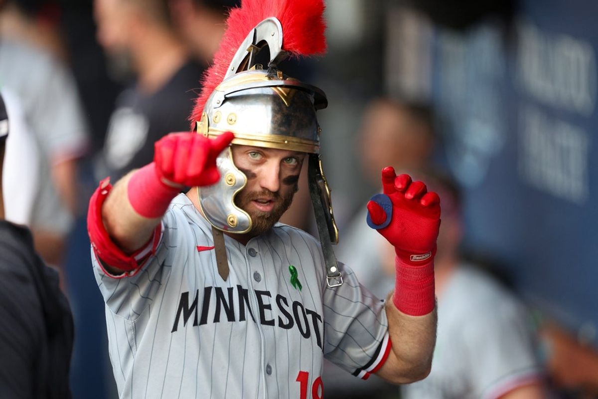 May 27, 2025; Tampa, Florida, USA; Minnesota Twins second baseman Kody Clemens (18) celebrates after hitting a home run against the Tampa Bay Rays in the second inning at George M. Steinbrenner Field. Mandatory Credit: Nathan Ray Seebeck-Imagn Images