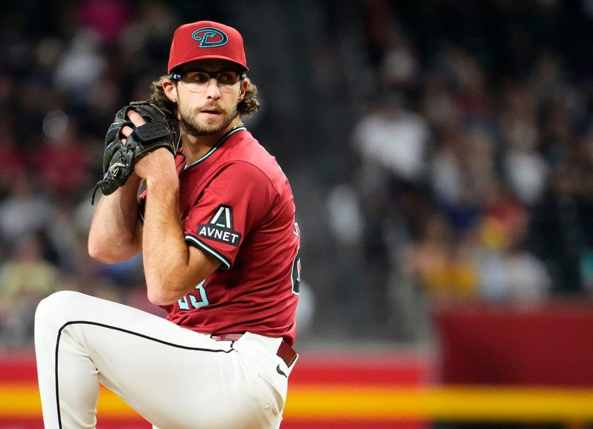 Arizona Diamondbacks starting pitcher Zac Gallen throws to the Pittsburgh Pirates in the second inning at Chase Field in Phoenix, on May 28, 2025.