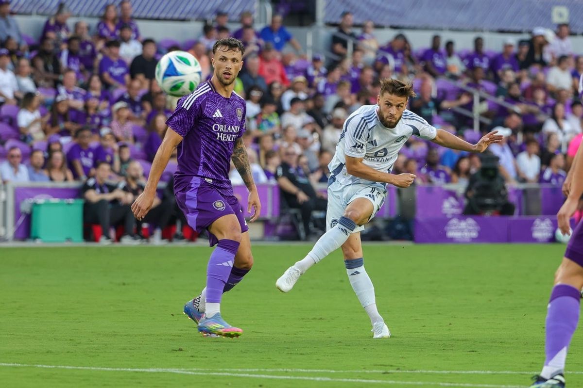 May 31, 2025; Orlando, Florida, USA; Chicago Fire forward Philip Zinckernagel (11) scores during the first half against Orlando City at Inter&Co Stadium. Mandatory Credit: Mike Watters-Imagn Images