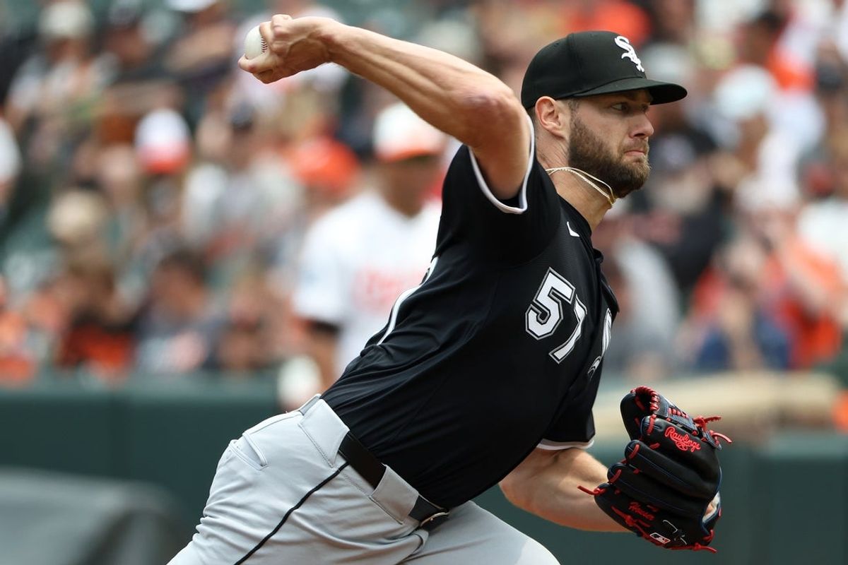 Jun 1, 2025; Baltimore, Maryland, USA; Chicago White Sox pitcher Adrian Houser (57) throws during the first inning against the Baltimore Orioles at Oriole Park at Camden Yards. Mandatory Credit: Daniel Kucin Jr.-Imagn Images