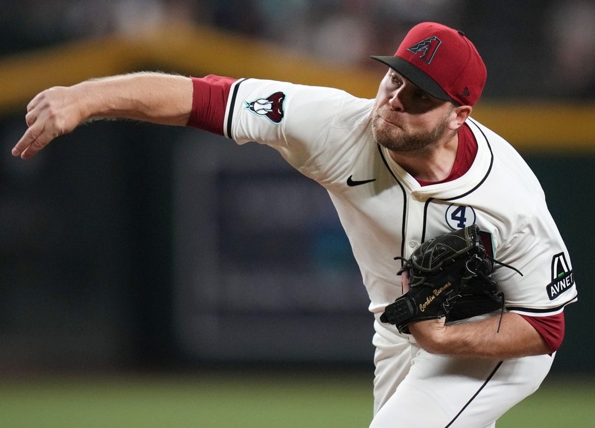 Arizona Diamondbacks' Corbin Burnes (39) pitches against the Washington Nationals at Chase Field in Phoenix on June 1, 2025.