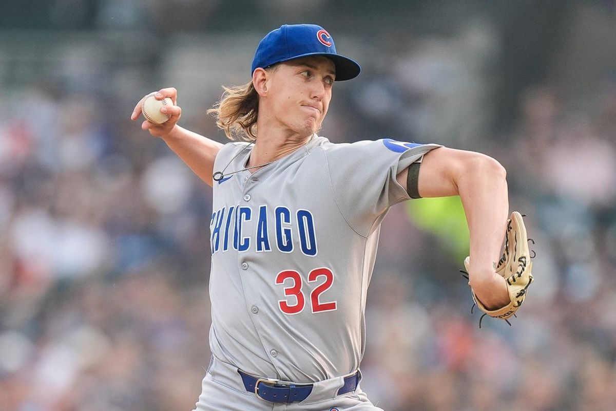 Chicago Cubs pitcher Ben Brown (32) throws against Detroit Tigers during the first inning at Comerica Park in Detroit on Friday, June 6, 2025.