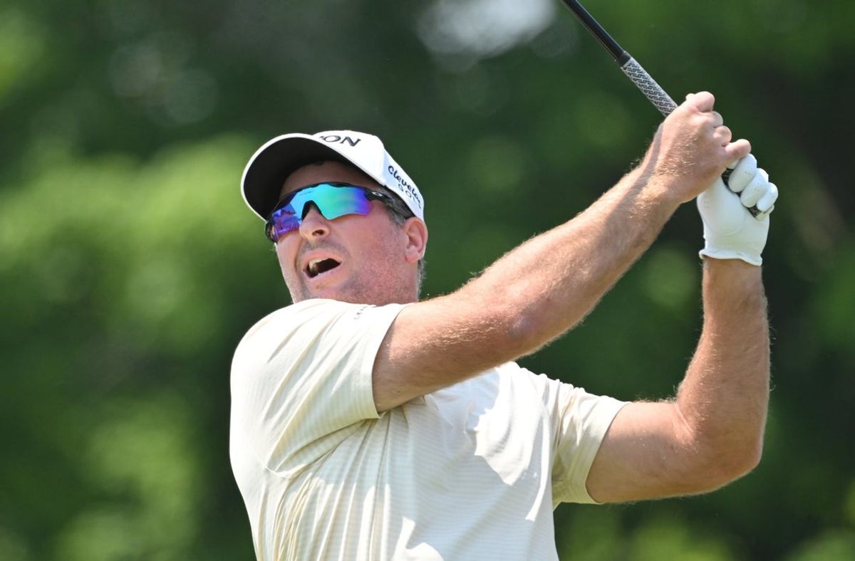 Jun 7, 2025; Caledon, Ontario, CAN;  Ryan Fox hits his tee shot at the fifth hole during the third round of the RBC Canadian Open golf tournament. Mandatory Credit: Dan Hamilton-Imagn Images