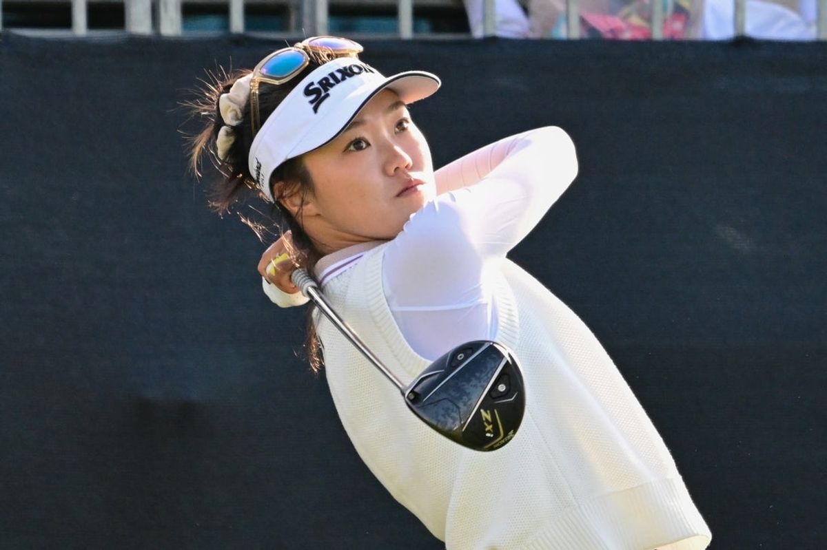 May 30, 2025; Erin, Wisconsin, USA; Grace Kim during the second round of the U.S. Women's Open golf tournament. Mandatory Credit: Benny Sieu-Imagn Images