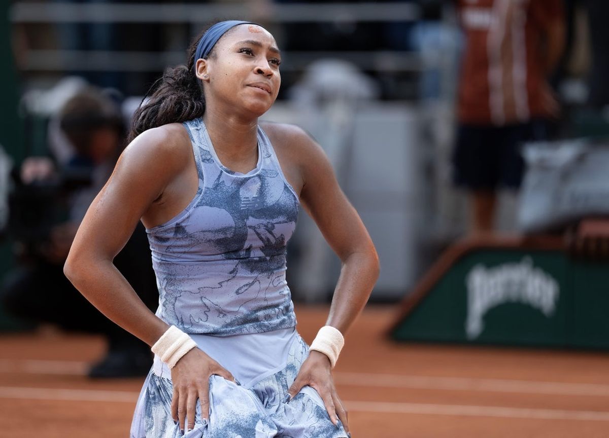 Jun 7, 2025; Paris, FR;  Coco Gauff of the United States celebrates winning the womenís singles final against Aryna Sabalenka on day 14 at Roland Garros Stadium. Mandatory Credit: Susan Mullane-Imagn Images