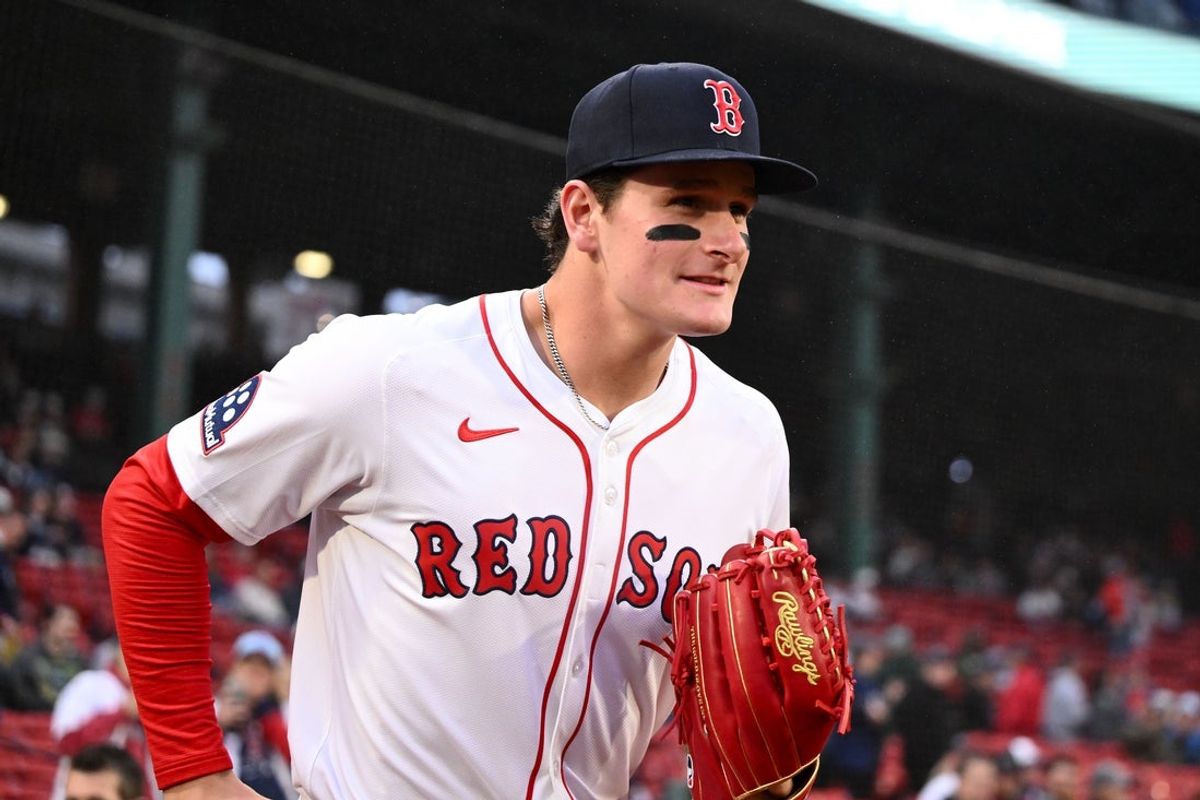 Jun 9, 2025; Boston, Massachusetts, USA; Boston Red Sox right fielder Roman Anthony (48) runs onto the field before a game against the Tampa Bay Rays at Fenway Park. Mandatory Credit: Brian Fluharty-Imagn Images