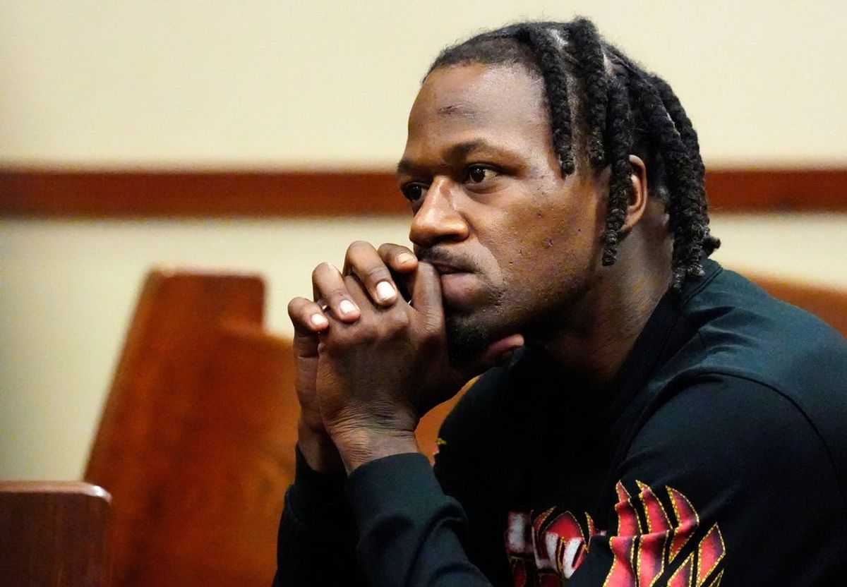 Adam “Pacman” Jones prior to his arraignment in Kenton County courtroom in Covington, Wednesday, June 11, 2025. Jones, 41, entered a plea of not guilty during his arraignment on charges, which included assault on a police officer. Judge Douglas Grothaus is the presiding judge.