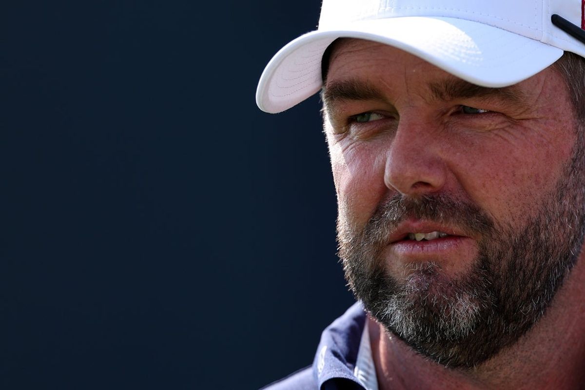 Jun 11, 2025; Oakmont, Pennsylvania, USA; Marc Leishman looks during a practice round for the U.S. Open golf tournament at Oakmont Country Club. Mandatory Credit: Bill Streicher-Imagn Images