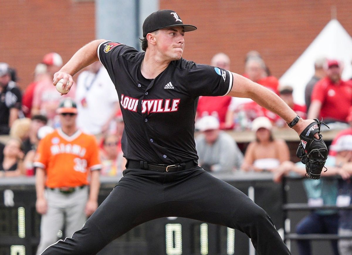 Louisville pitcher Patrick Forbes had nine strikeouts with four walks to secure the 8-1 win over Miami in the NCAA baseball Super Regional game at Jim Patterson Stadium.
