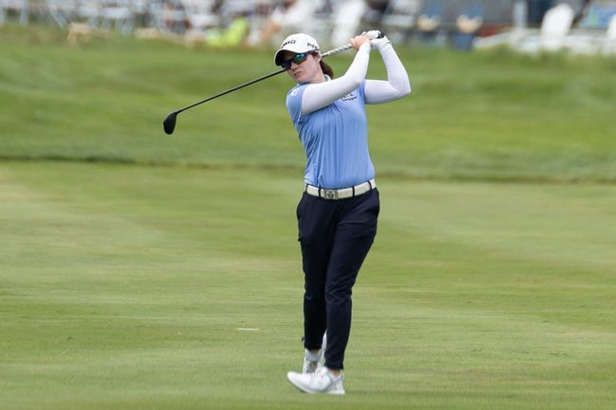 Leona Maguire watches after hitting the ball during the LPGA Classic on June 12.
