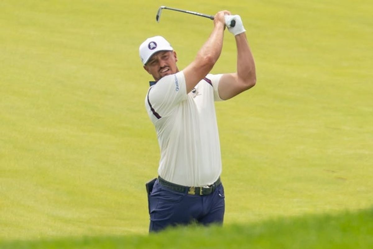 Bryson DeChambeau hits his second shot on No. 12 during the second round of the 125th U.S. Open at Oakmont Country Club in Oakmont, Pa. on June 13, 2025