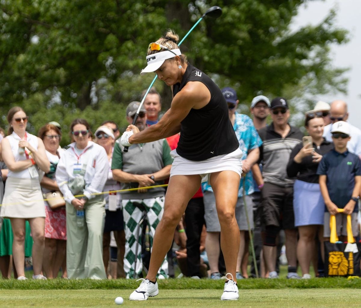 Lexi Thompson loads up for a deep drive during the second day of the LPGA Classic on June 13.