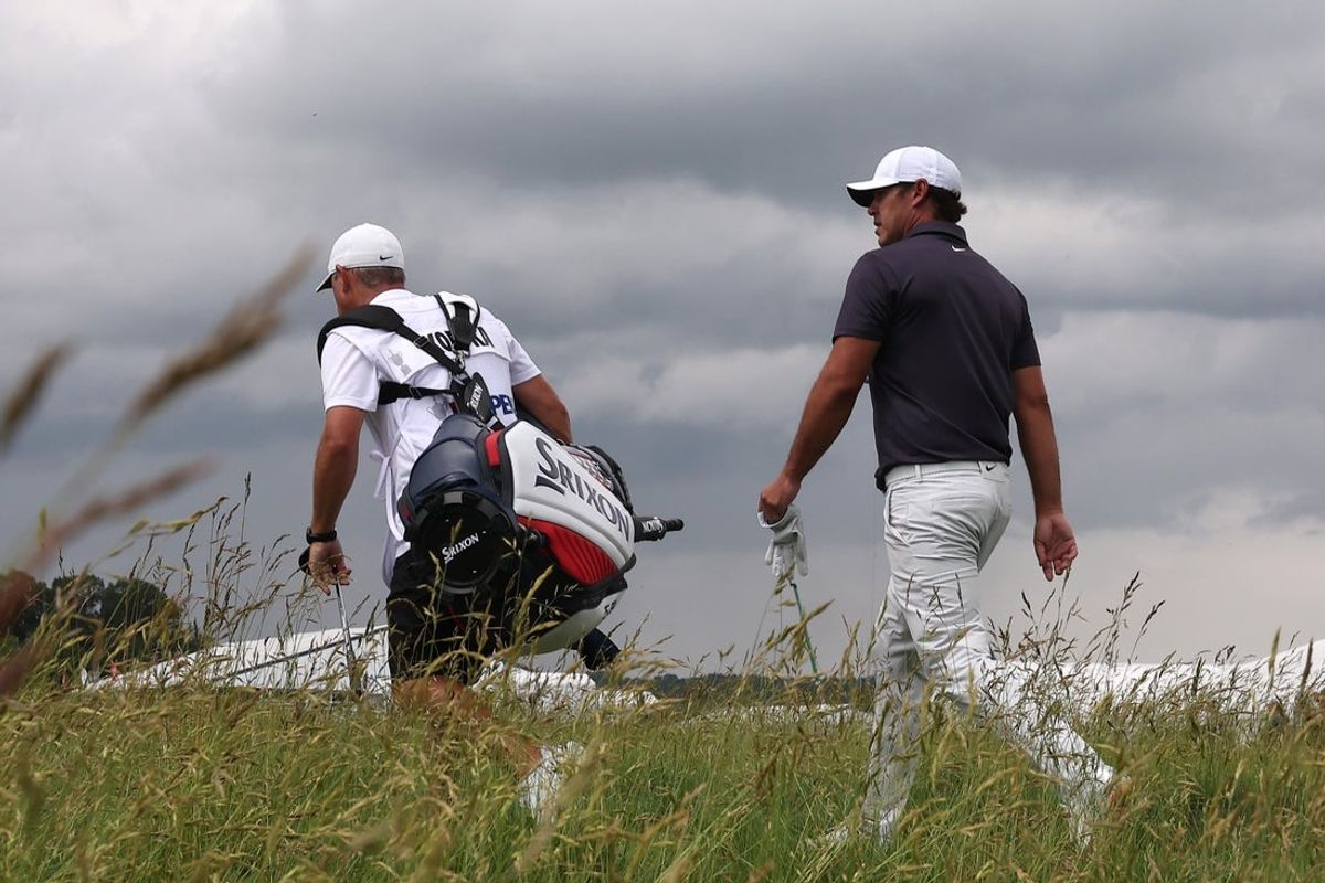 Jun 14, 2025; Oakmont, Pennsylvania, USA; Brooks Koepka walks on the third hole during the third round of the U.S. Open golf tournament. Mandatory Credit: Bill Streicher-Imagn Images
