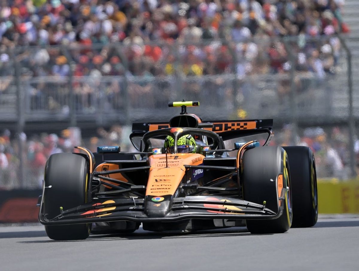 Jun 14, 2025; Montreal, Quebec, Canada; McLaren driver Lando Norris (4) during FP3 practice at Circuit Gilles-Villeneuve. Mandatory Credit: Eric Bolte-Imagn Images