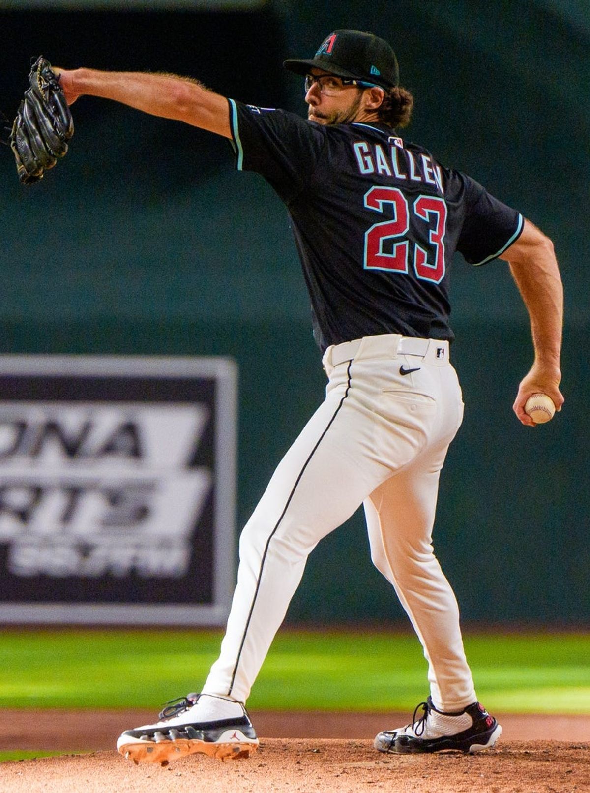 Jun 14, 2025; Phoenix, Arizona, USA; Arizona Diamondbacks pitcher Zac Gallen (23) on the mound to pitch during the third inning against the San Diego Padres at Chase Field. Mandatory Credit: Allan Henry-Imagn Images