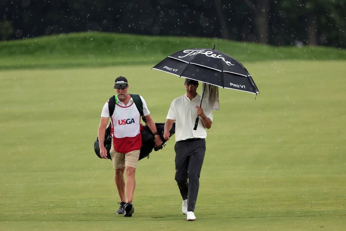 Jun 15, 2025; Oakmont, Pennsylvania, USA; Adam Scott walks on the seventh fairway during the final round of the U.S. Open golf tournament. Mandatory Credit: Bill Streicher-Imagn Images