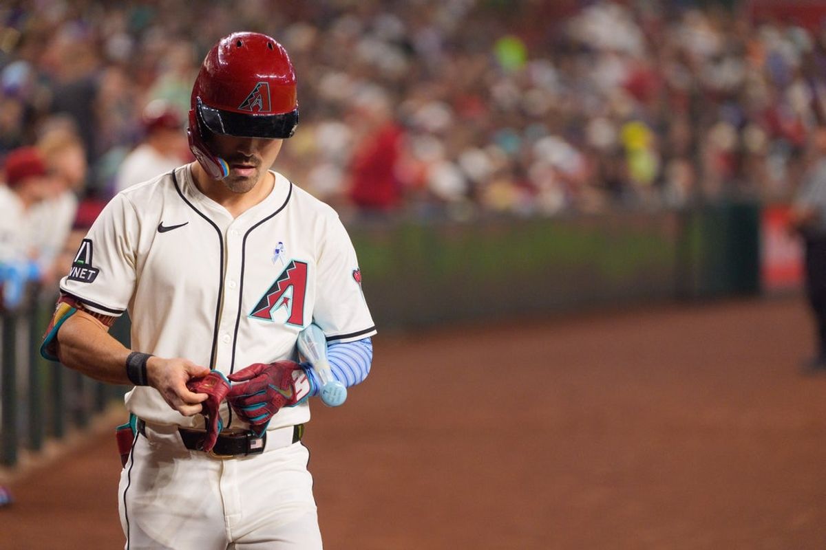 Jun 15, 2025; Phoenix, Arizona, USA; Arizona Diamondbacks outfielder Corbin Carroll (7) takes the field as he leads off in the first inning against the San Diego Padres at Chase Field. Mandatory Credit: Allan Henry-Imagn Images