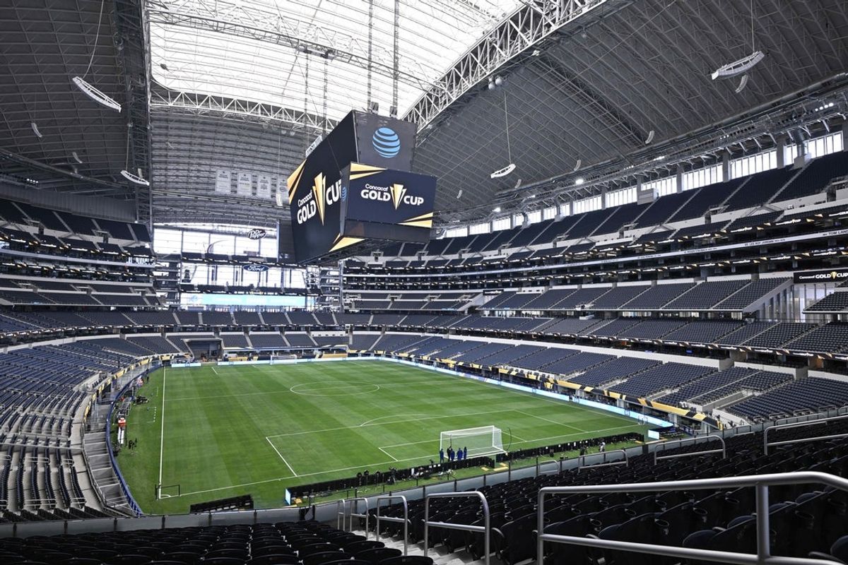 Jun 18, 2025; Arlington, Texas, USA; General view of the pitch prior to the match between Costa Rica and Dominican Republic during a group stage match of the 2025 Gold Cup at AT&T Stadium. Mandatory Credit: Jerome Miron-Imagn Images