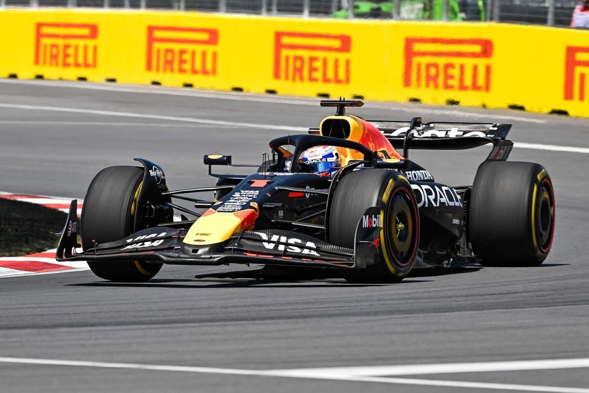 Jun 15, 2025; Montreal, Quebec, Canada; Red Bull Racing driver Max Verstappen (1) during the F1 Canadian Grand Prix at Circuit Gilles-Villeneuve. Mandatory Credit: David Kirouac-Imagn Images
