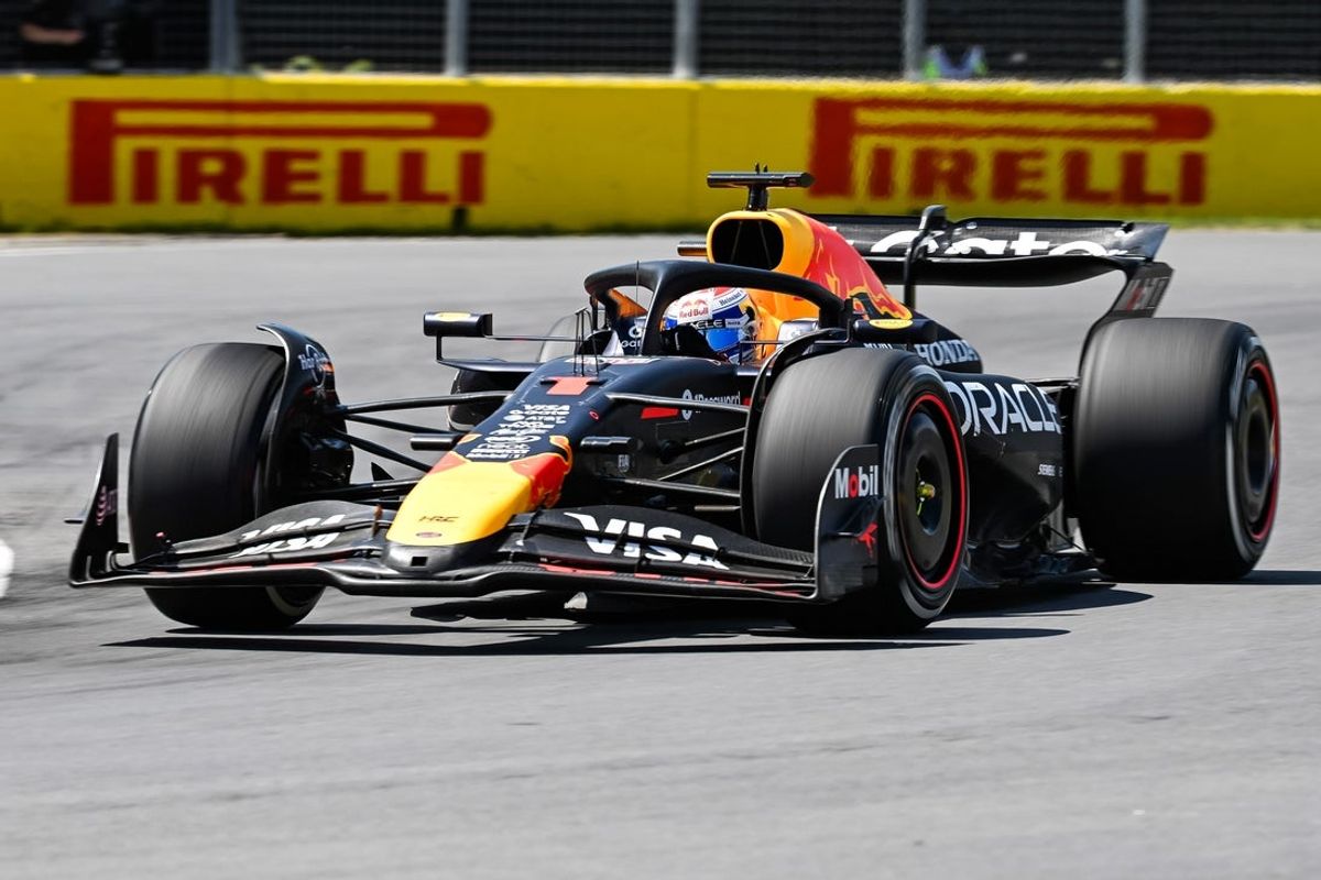 Jun 15, 2025; Montreal, Quebec, Canada; Red Bull Racing driver Max Verstappen (1) during the F1 Canadian Grand Prix at Circuit Gilles-Villeneuve. Mandatory Credit: David Kirouac-Imagn Images