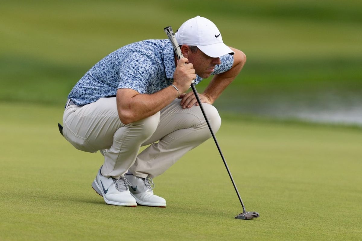 Rory McIlroy (file photo) lines up a putt on the 17th hole during the third round of the Travelers Championship golf tournament. Mandatory Credit: Bill Streicher-Imagn Images