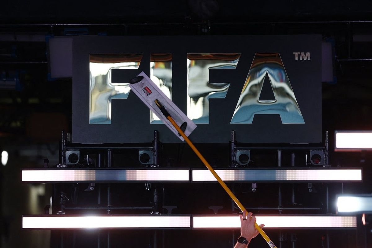 [Subscription Customers Only] Jun 24, 2025; Philadelphia, Pennsylvania, USA; General view of the FIFA logo before a group stage match of the 2025 FIFA Club World Cup at Lincoln Financial Field. Mandatory Credit: Lee Smith-Reuters via Imagn Images