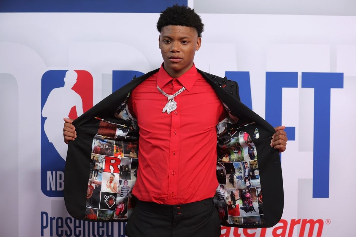 Jun 25, 2025; Brooklyn, NY, USA; Ace Bailey arrives before the first round of the 2025 NBA Draft at Barclays Center. Mandatory Credit: Brad Penner-Imagn Images