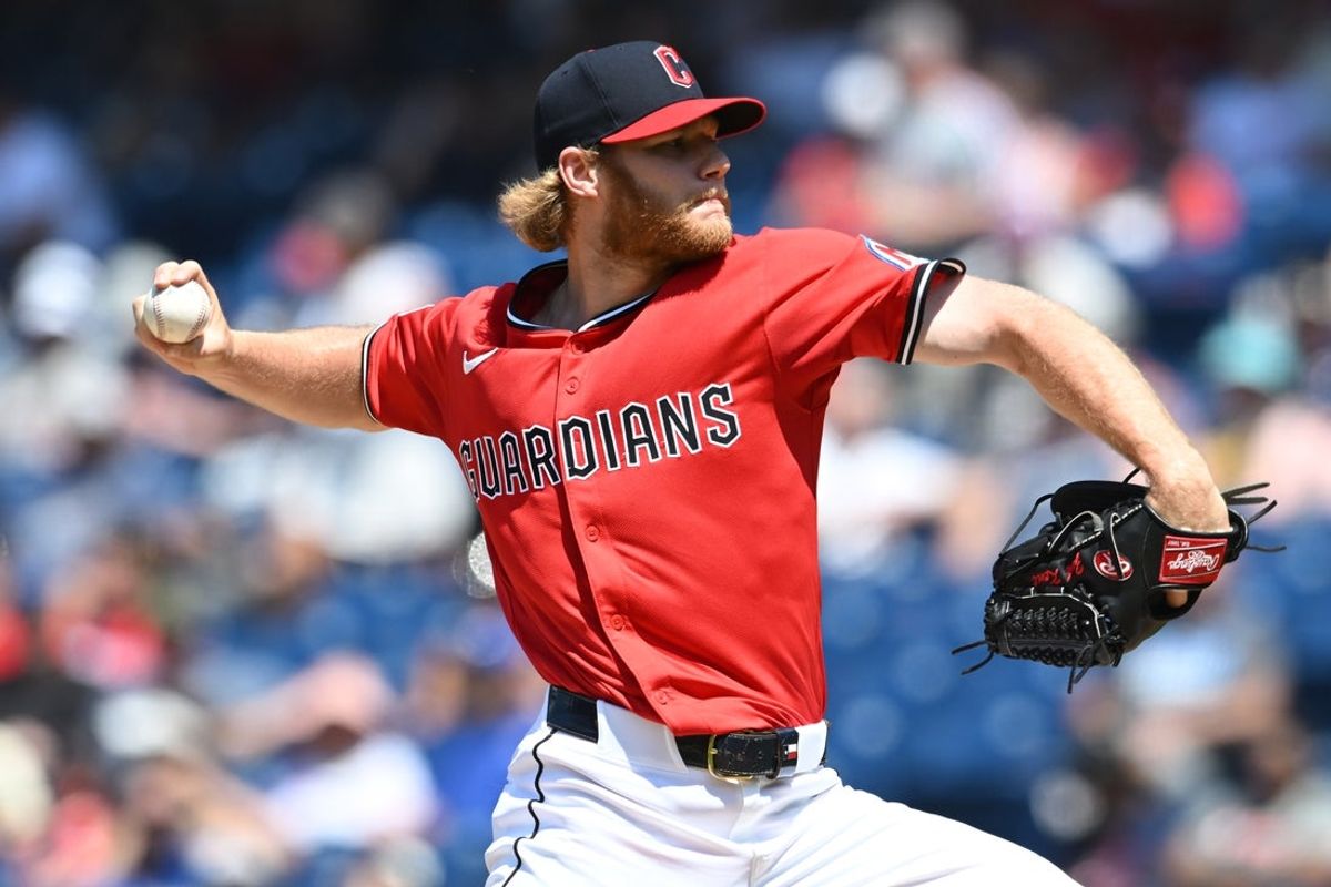 Jun 26, 2025; Cleveland, Ohio, USA; Cleveland Guardians pitcher Zak Kent (61) throws a pitch during the seventh inning against the Toronto Blue Jays at Progressive Field. Mandatory Credit: Ken Blaze-Imagn Images