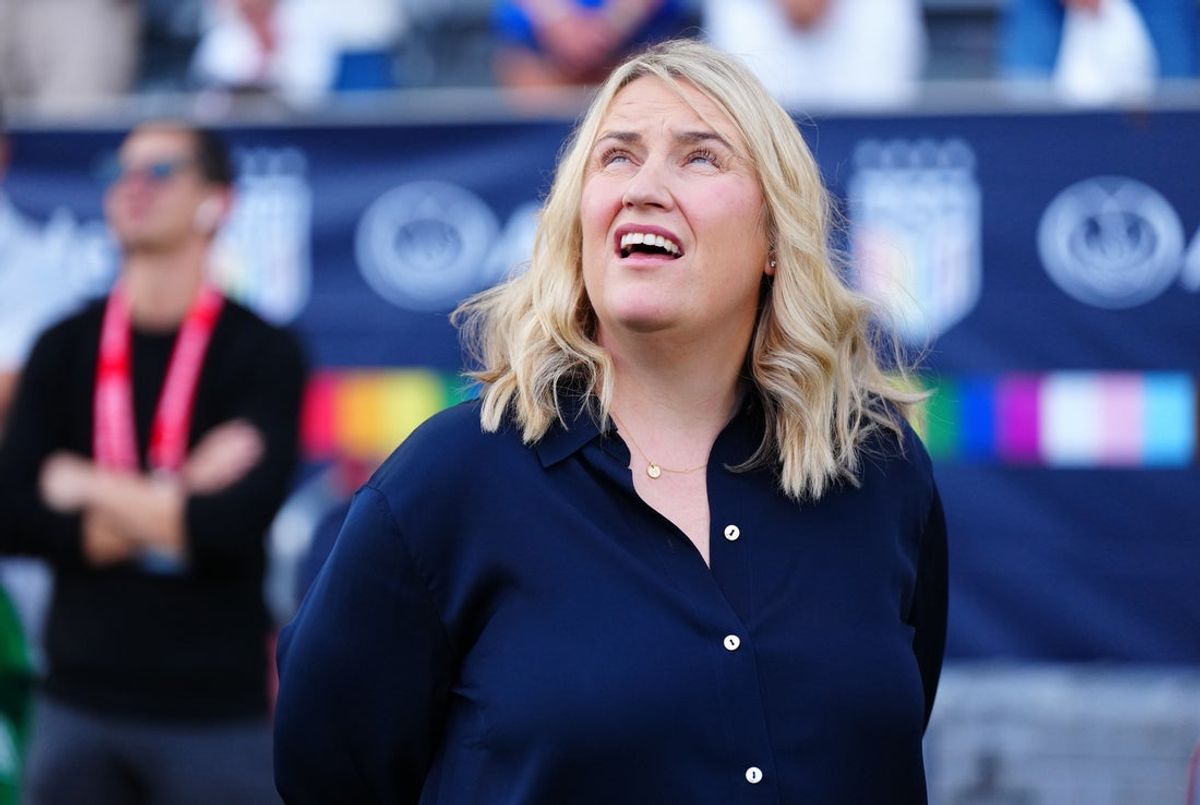 Jun 26, 2025; Commerce City, Colorado, USA; USA women’s soccer head coach Emma Hayes before the game against Republic of Ireland at Dick's Sporting Goods Park. Mandatory Credit: Ron Chenoy-Imagn Images