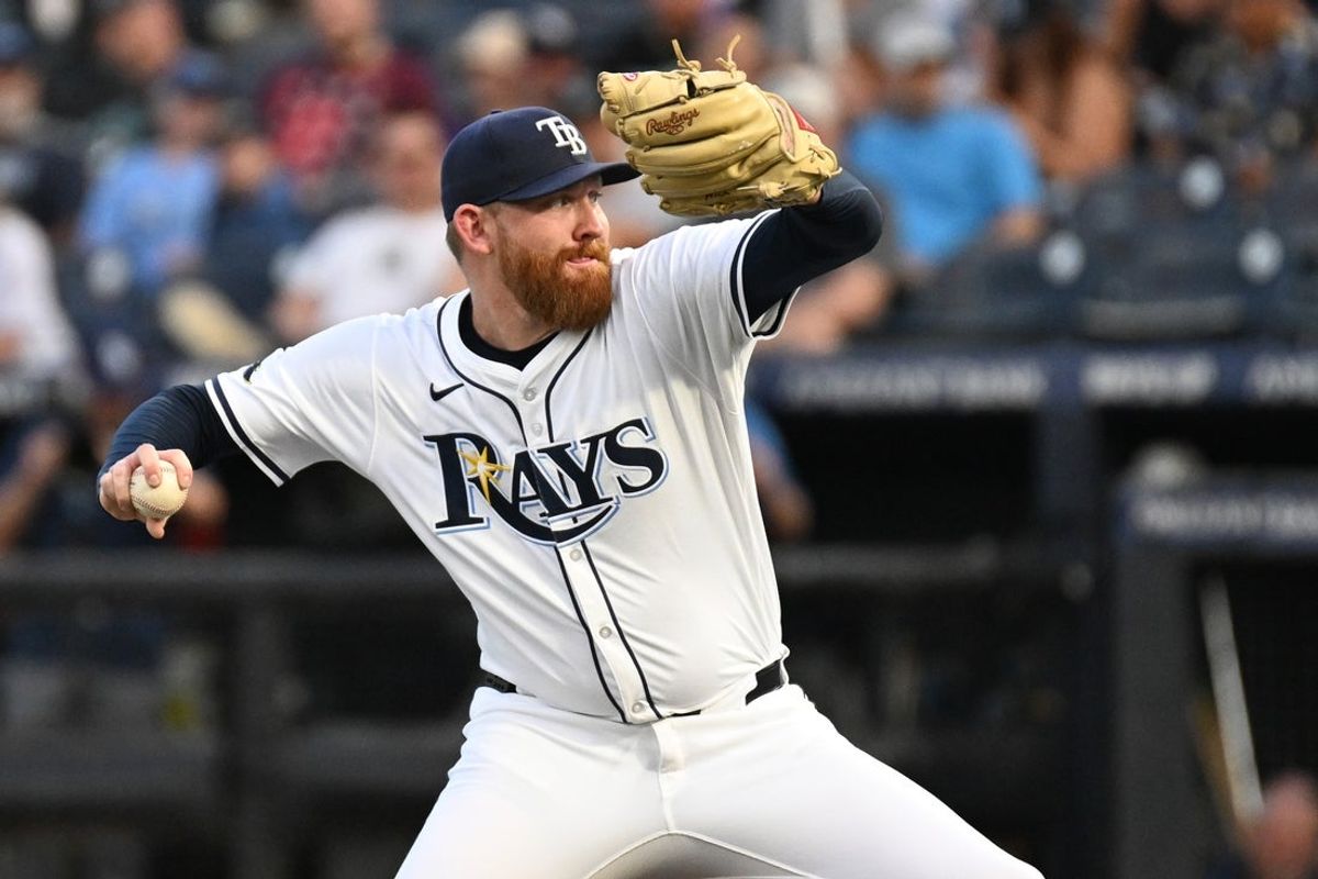 Jun 17, 2025; St. Petersburg, Florida, USA;  Tampa Bay Rays starting pitcher Zack Littell (52) throws a pitch in the first inning against the Baltimore Orioles at George M. Steinbrenner Field. Mandatory Credit: Jonathan Dyer-Imagn Images