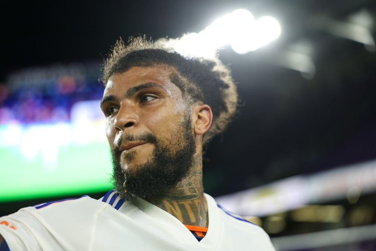 Jun 28, 2025; Orlando, Florida, USA; FC Cincinnati defender DeAndre Yedlin (91) reacts after beating Orlando City at Inter&Co Stadium. Mandatory Credit: Nathan Ray Seebeck-Imagn Images