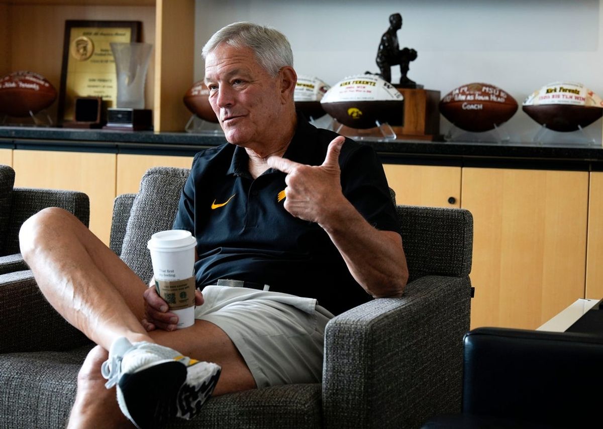 Iowa head football coach Kirk Ferentz is pictured June 27, 2025 in Iowa City, Iowa.
