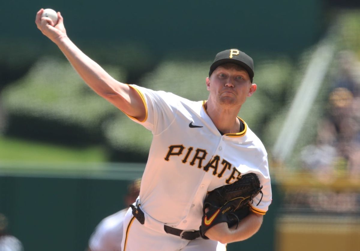 Jul 2, 2025; Pittsburgh, Pennsylvania, USA;  Pittsburgh Pirates starting pitcher Mitch Keller (23) delivers a pitch against the St. Louis Cardinals during the first inning at PNC Park. Mandatory Credit: Charles LeClaire-Imagn Images