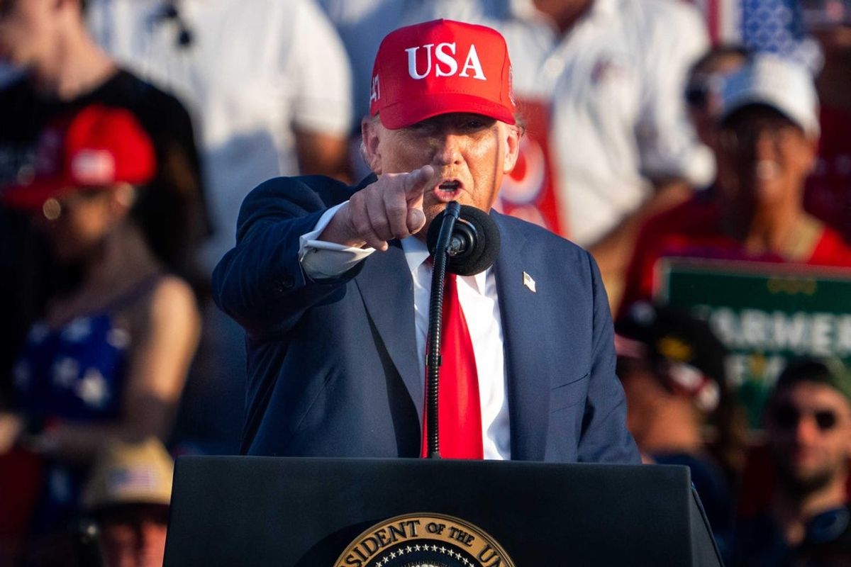 President Donald Trump speaks during the American 250 kickoff event on July 3, 2025, at the Iowa State Fairgrouds.