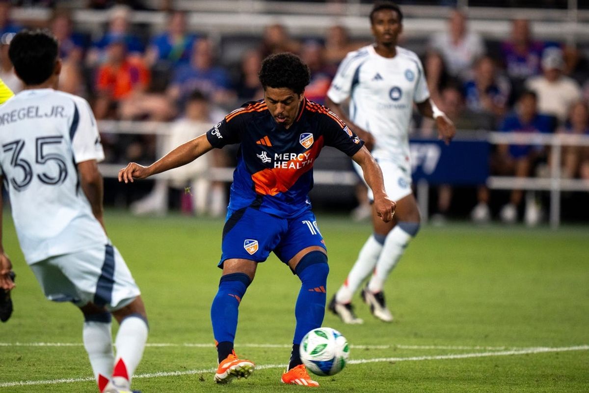 FC Cincinnati midfielder Evander (10) shoots on goal in the second half against Chicago Fire at TQL Stadium in Cincinnati, on Saturday, July 5, 2025.