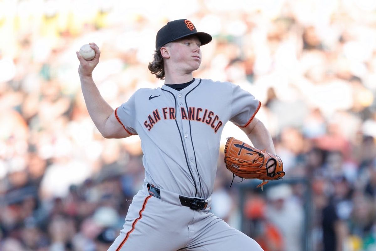 Jul 6, 2025; West Sacramento, California, USA; San Francisco Giants starting pitcher Hayden Birdsong (60) throws a pitch during the first inning against the Athletics at Sutter Health Park. Mandatory Credit: Sergio Estrada-Imagn Images