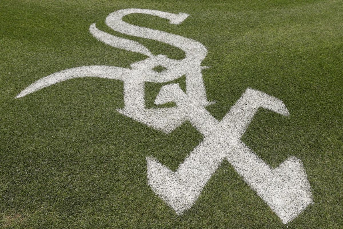 Jul 8, 2025; Chicago, Illinois, USA; Chicago White Sox logo is seen on Rate Field before a baseball game between the Chicago White Sox and Toronto Blue Jays. Mandatory Credit: Kamil Krzaczynski-Imagn Images