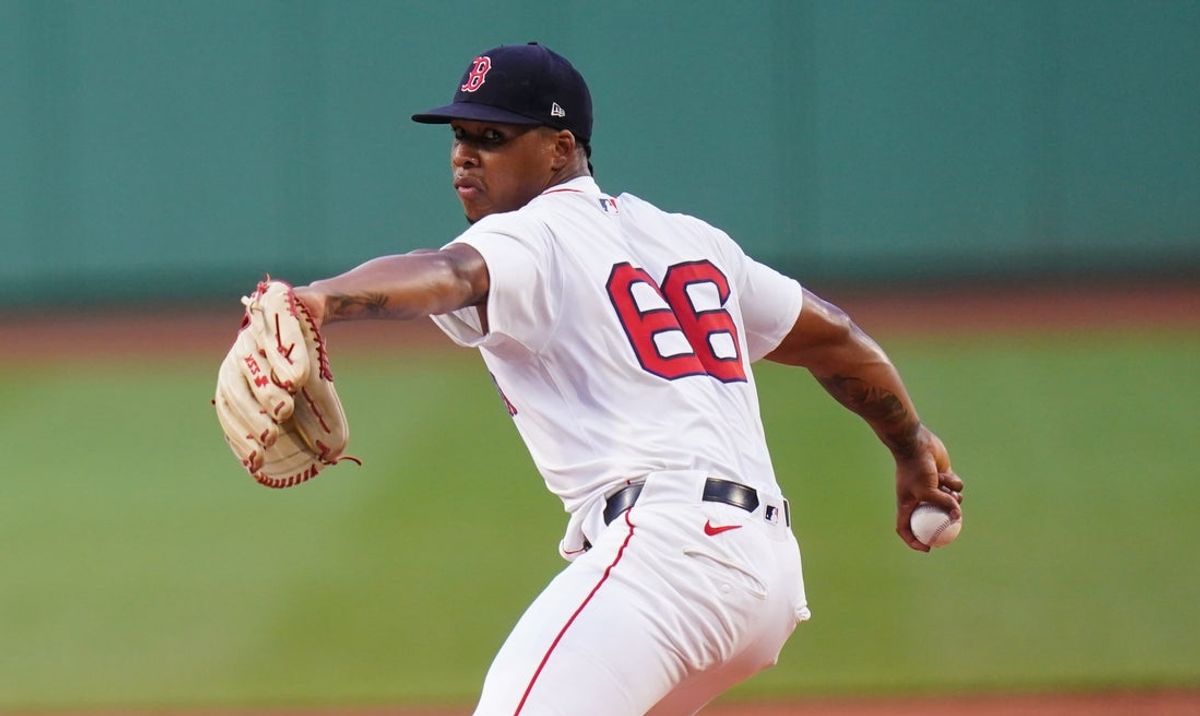 Jul 8, 2025; Boston, Massachusetts, USA; Boston Red Sox pitcher Brayan Bello (66) throws a pitch against the Colorado Rockies in the first inning at Fenway Park. Mandatory Credit: David Butler II-Imagn Images