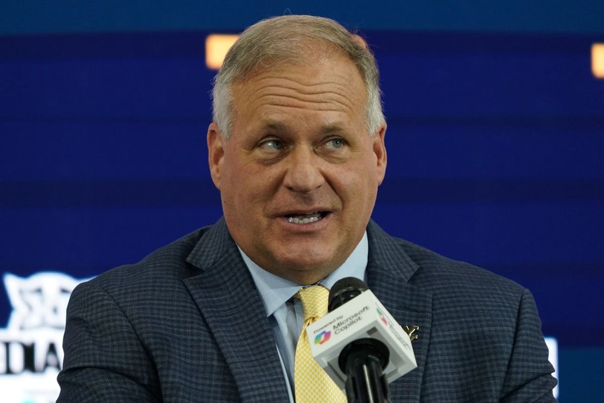 Jul 9, 2025; Frisco, TX, USA; West Virginia head coach Rich Rodriguez speaks with the media during 2025 Big 12 Football Media Days at The Star. Mandatory Credit: Raymond Carlin III-Imagn Images
