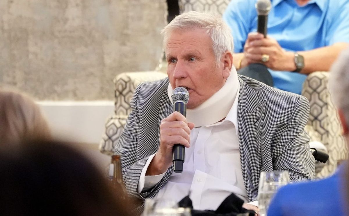 Former New York Yankees pitcher Tommy John answers questions on the panel at the 2025 J. Babe Stearn Thurman Munson Catchers Scholarship Dinner at Double Tree Canton on July 10, 2025.