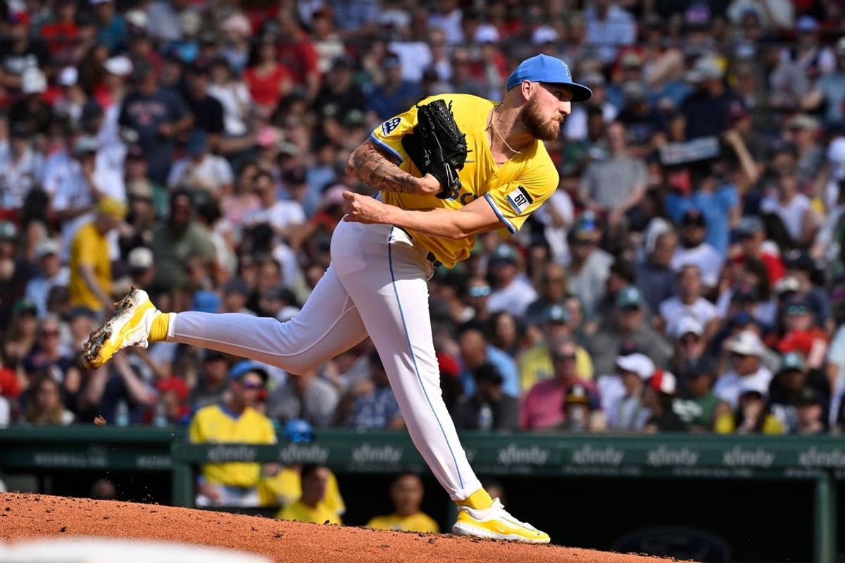 Jul 12, 2025; Boston, Massachusetts, USA;  Boston Red Sox starting pitcher Garrett Crochet (35) pitches against the Tampa Bay Rays during the fourth inning at Fenway Park. Mandatory Credit: Eric Canha-Imagn Images