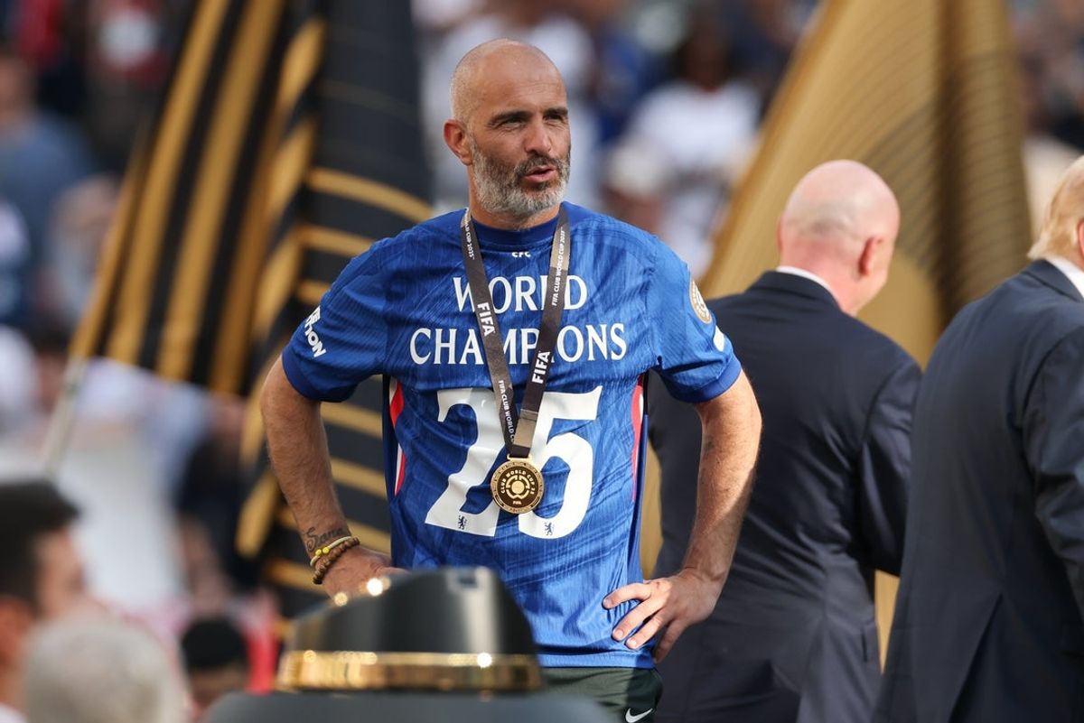 Jul 13, 2025; East Rutherford, New Jersey, USA; Chelsea FC head coach Enzo Maresca looks on after the final of the 2025 FIFA Club World Cup against Paris Saint-Germain at MetLife Stadium. Mandatory Credit: Vincent Carchietta-Imagn Images