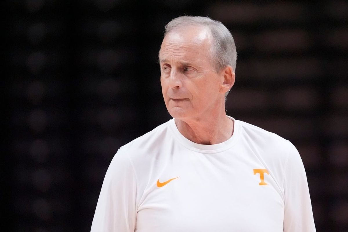 Tennessee basketball coach Rick Barnes holding team practice on July 14, 2025, in Knoxville, Tennessee.