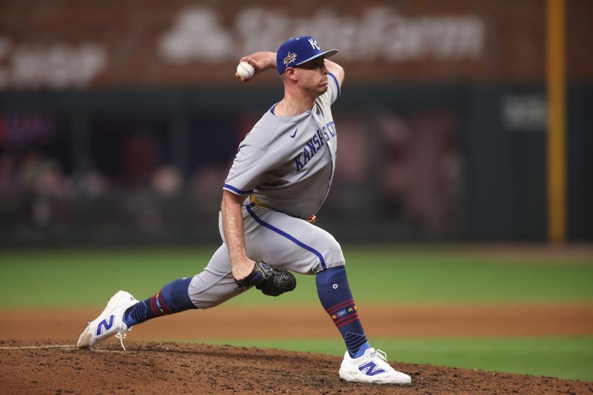 Jul 15, 2025; Cumberland, Georgia, USA; American League pitcher Kris Bubic (50) of the Kansas City Royals pitches in the sixth inning during the 2025 MLB All Star Game at Truist Park. Mandatory Credit: Brett Davis-Imagn Images