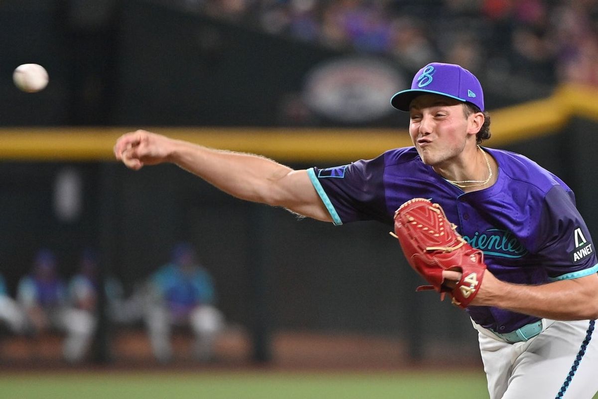 Jul 18, 2025; Phoenix, Arizona, USA; Arizona Diamondbacks pitcher Brandon Pfaadt (32) throws in the first inning against the St. Louis Cardinals at Chase Field. Mandatory Credit: Matt Kartozian-Imagn Images