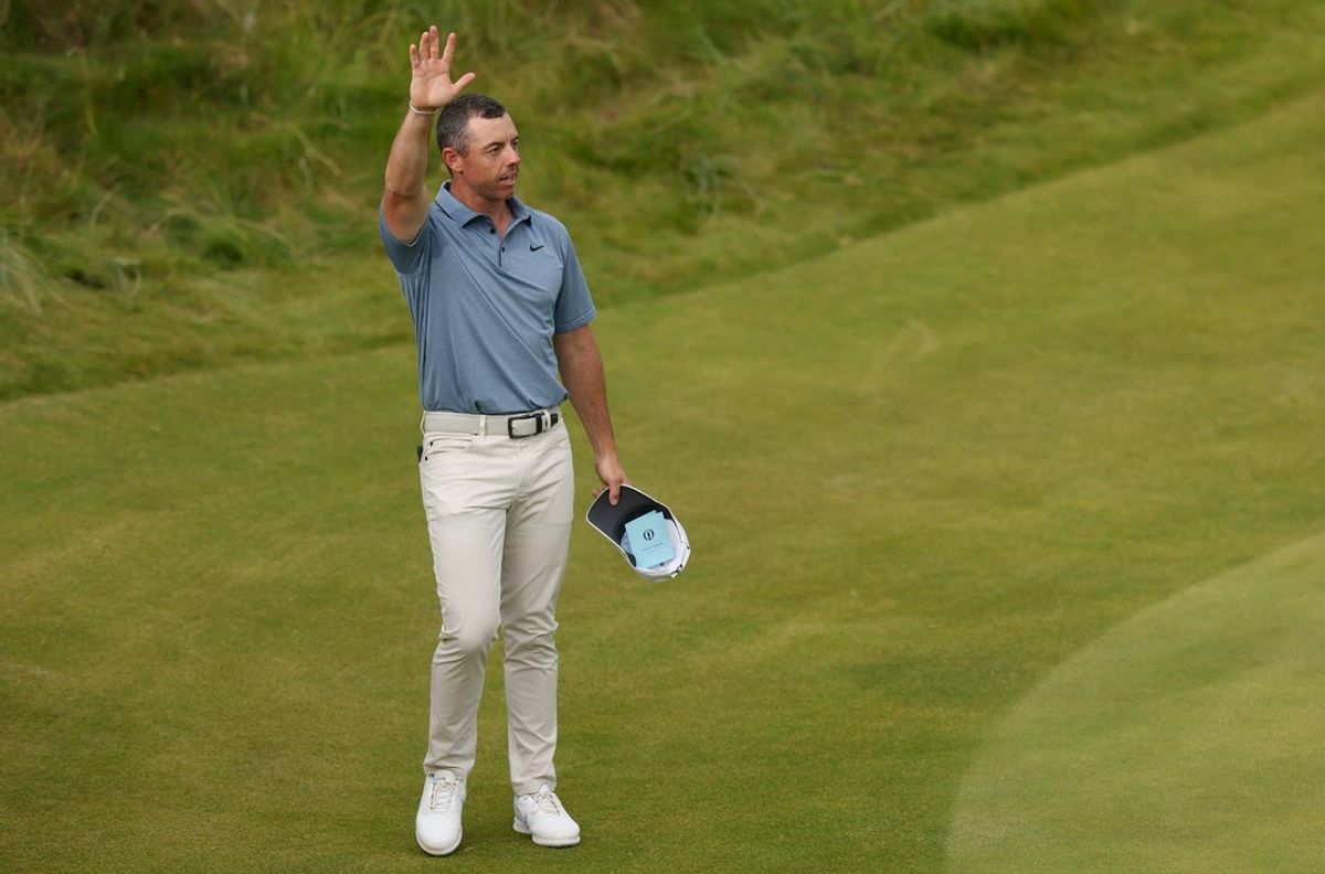 (File photo) Rory McIlroy at the Open Championship in 2025. Mandatory Credit: Mike Frey-Imagn Images