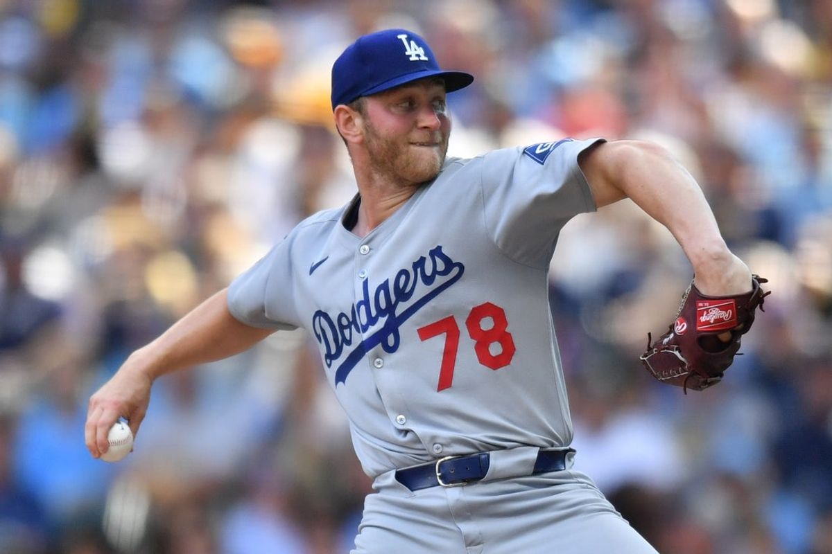 Jul 9, 2025; Milwaukee, Wisconsin, USA; Los Angeles Dodgers pitcher Ben Casparius (78) pitches during the seventh inning against the Milwaukee Brewers at American Family Field. Mandatory Credit: Patrick Gorski-Imagn Images