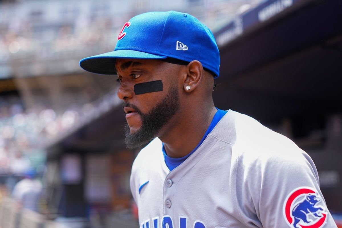 Jul 13, 2025; Bronx, New York, USA; Chicago Cubs third baseman Vidal Brujan (17) prior to the game against the New York Yankees at Yankee Stadium. Mandatory Credit: Gregory Fisher-Imagn Images