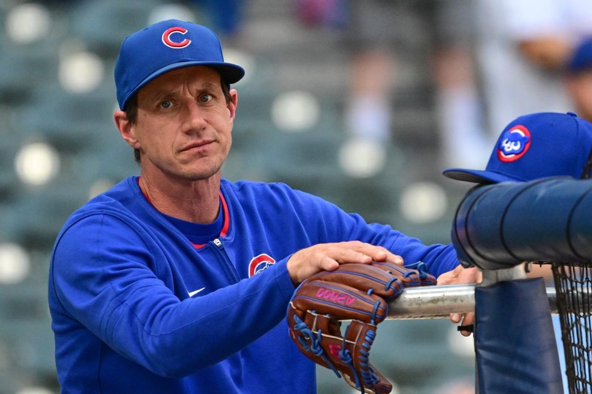 Jul 28, 2025; Milwaukee, Wisconsin, USA;  Chicago Cubs manager Craig Counsell looks on during batting practice before game against the Milwaukee Brewers at American Family Field. Mandatory Credit: Benny Sieu-Imagn Images