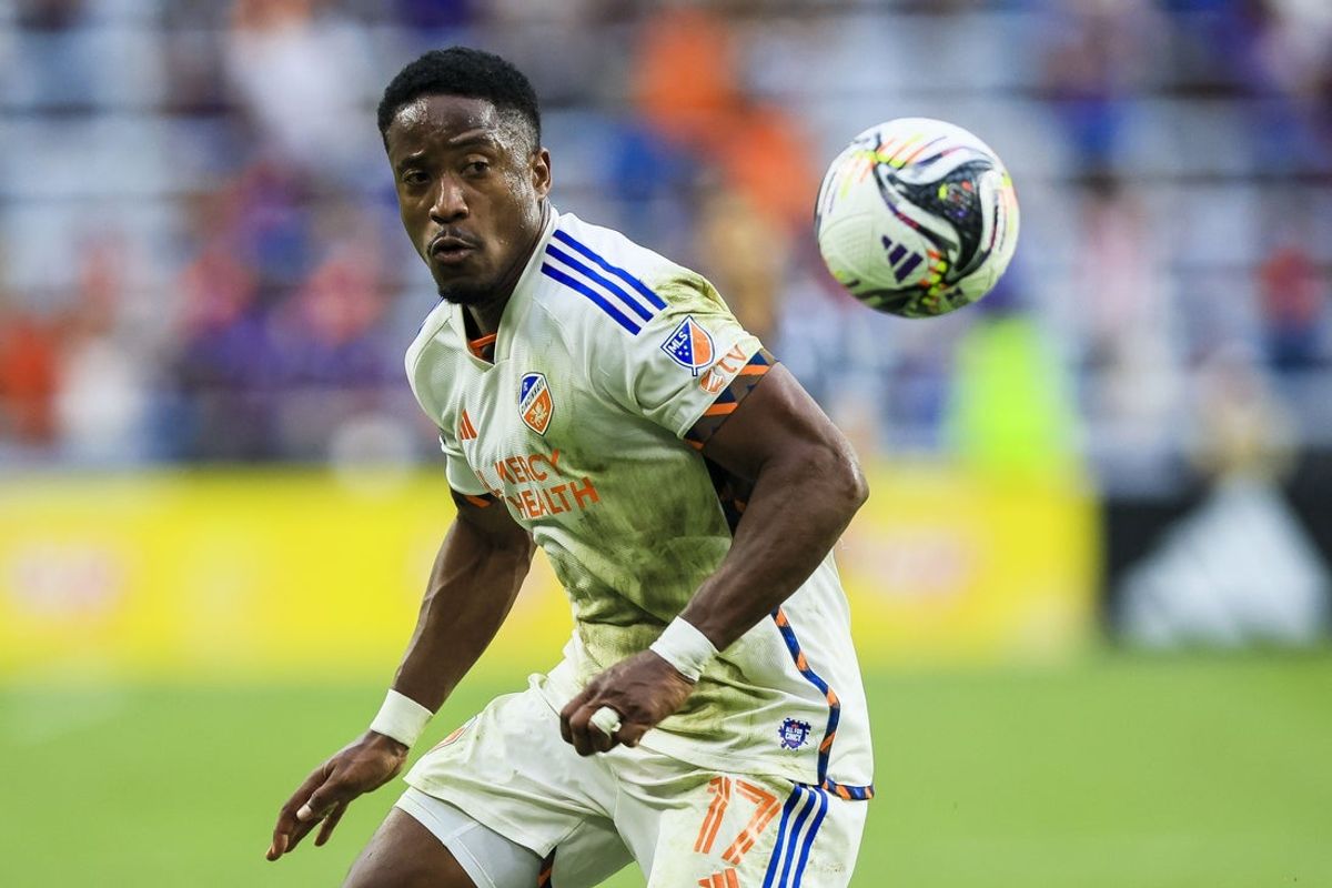 Jul 31, 2025; Cincinnati, Ohio, USA; FC Cincinnati forward Sergio Santos (17) controls the ball against CF Monterrey in the first half at TQL Stadium. Mandatory Credit: Katie Stratman-Imagn Images